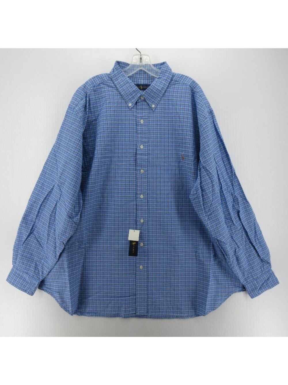 Ralph Lauren Shirt 3XB Big Button Down Plaid Preppy Flesh Pony Logo
